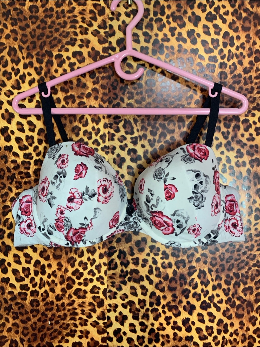 Torrid floral & skull Print Bra with Black Straps
